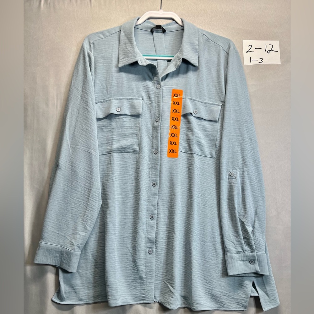 Hilary Radley Blue Women’s Casual Button Down Shirt